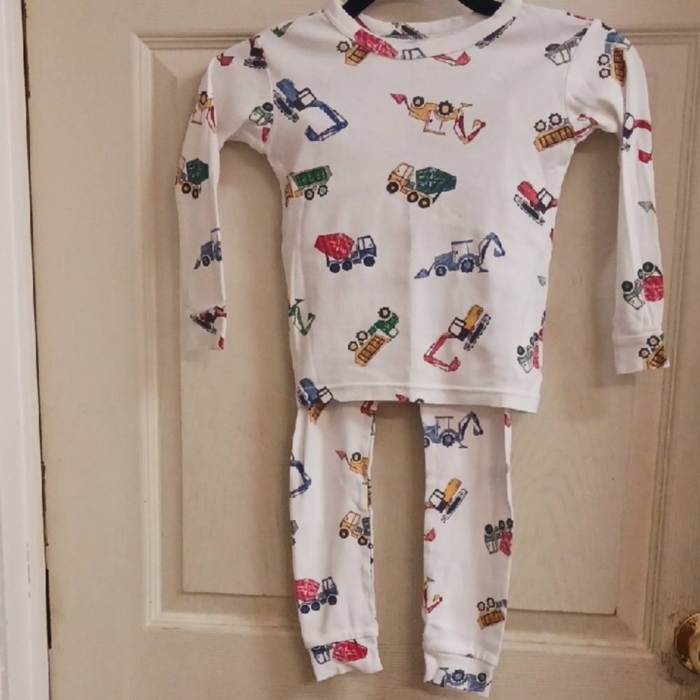 Lot Of 2 GAP White and Red with Playful Vehicle Print And Navy Blue Pajama Set